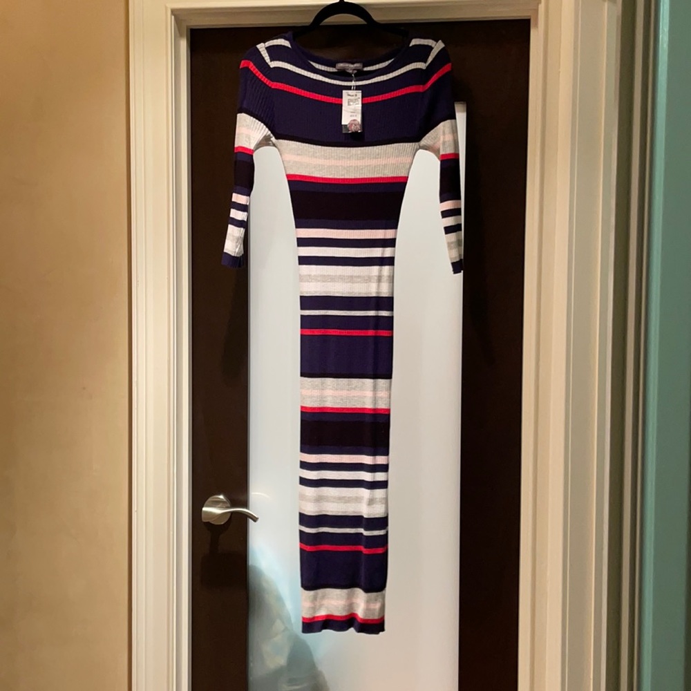 Maternity striped midi dress